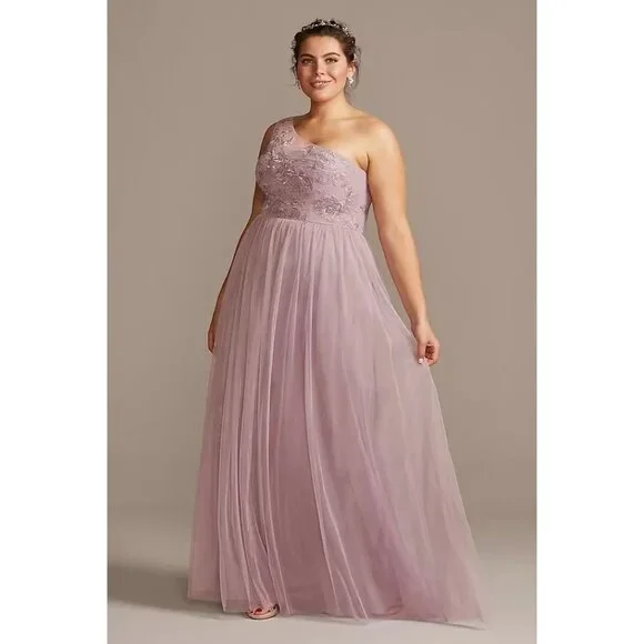 David's Bridal | Dresses | Davids Bridal Lavender Oneshoulder Embroidered  Prom Bridesmaid Dress Gown | Poshmark
